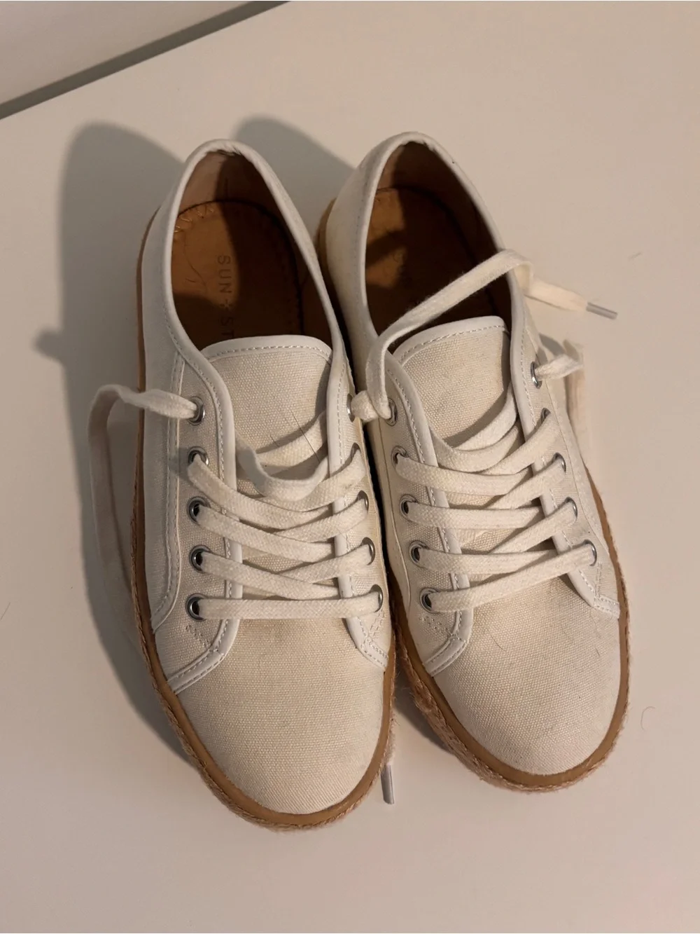 Steve Madden Cream Canvas Platform Espadrille Sneaker